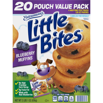 Entenmann'S Little Bites Blueberry Mini Muffins Made With Real Blueberries 1 Pack (20 Pouches Total)