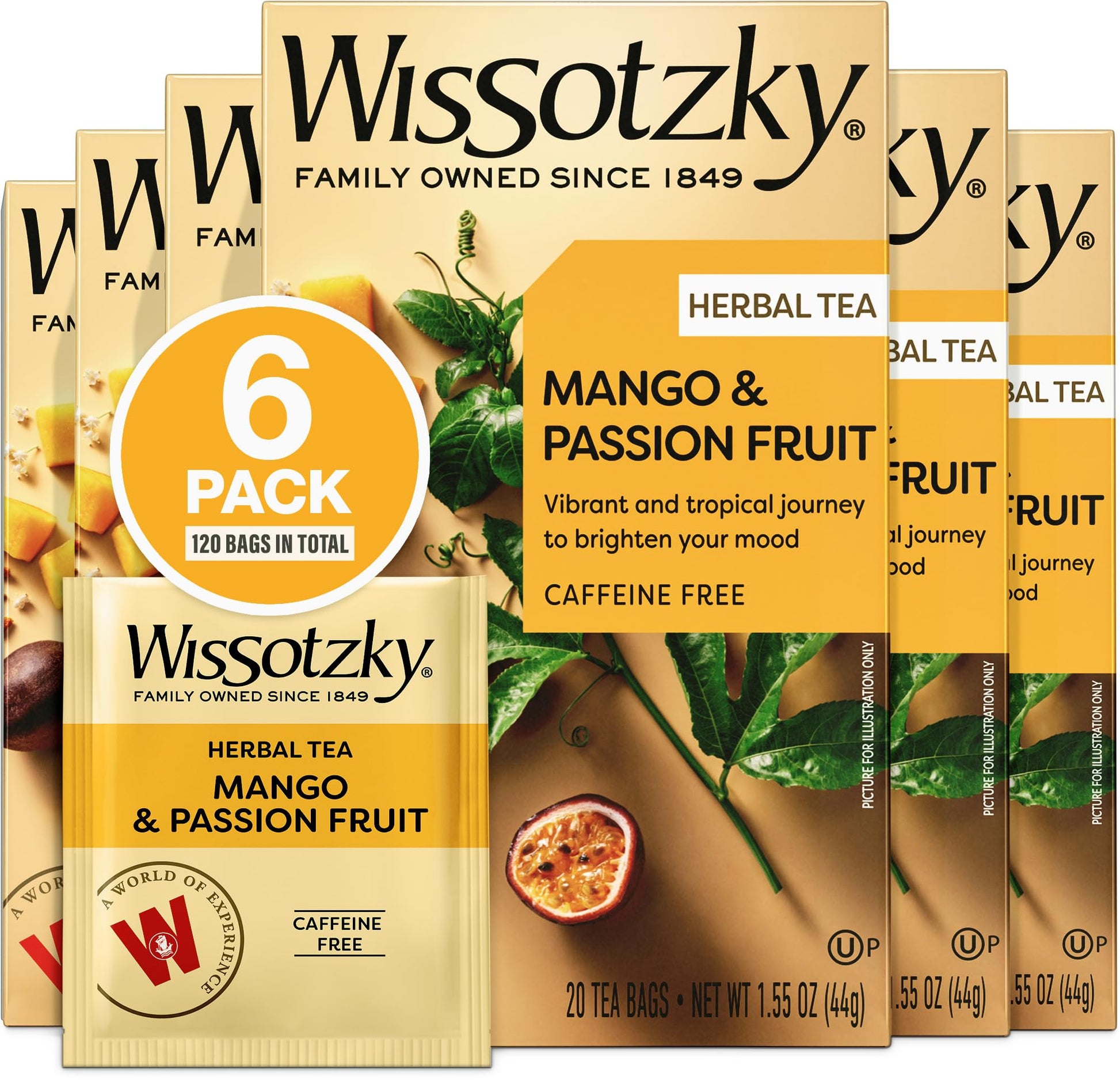 Wissotzky Mango & Passion Fruit Herbal Tea, 20 Tea Bags