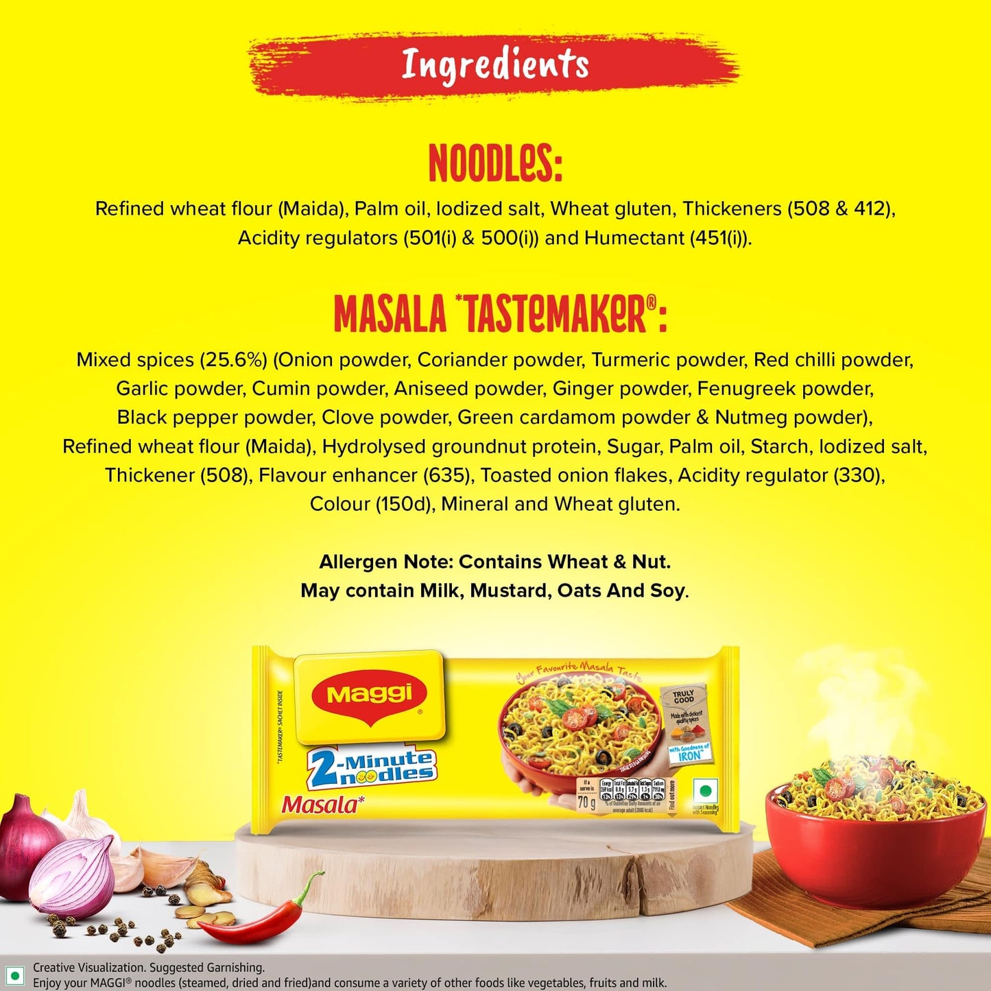 Maggi 2 Minutes Noodles Masala, 70 Grams Pack (2.46 Oz)- 12 Pack - Made In India