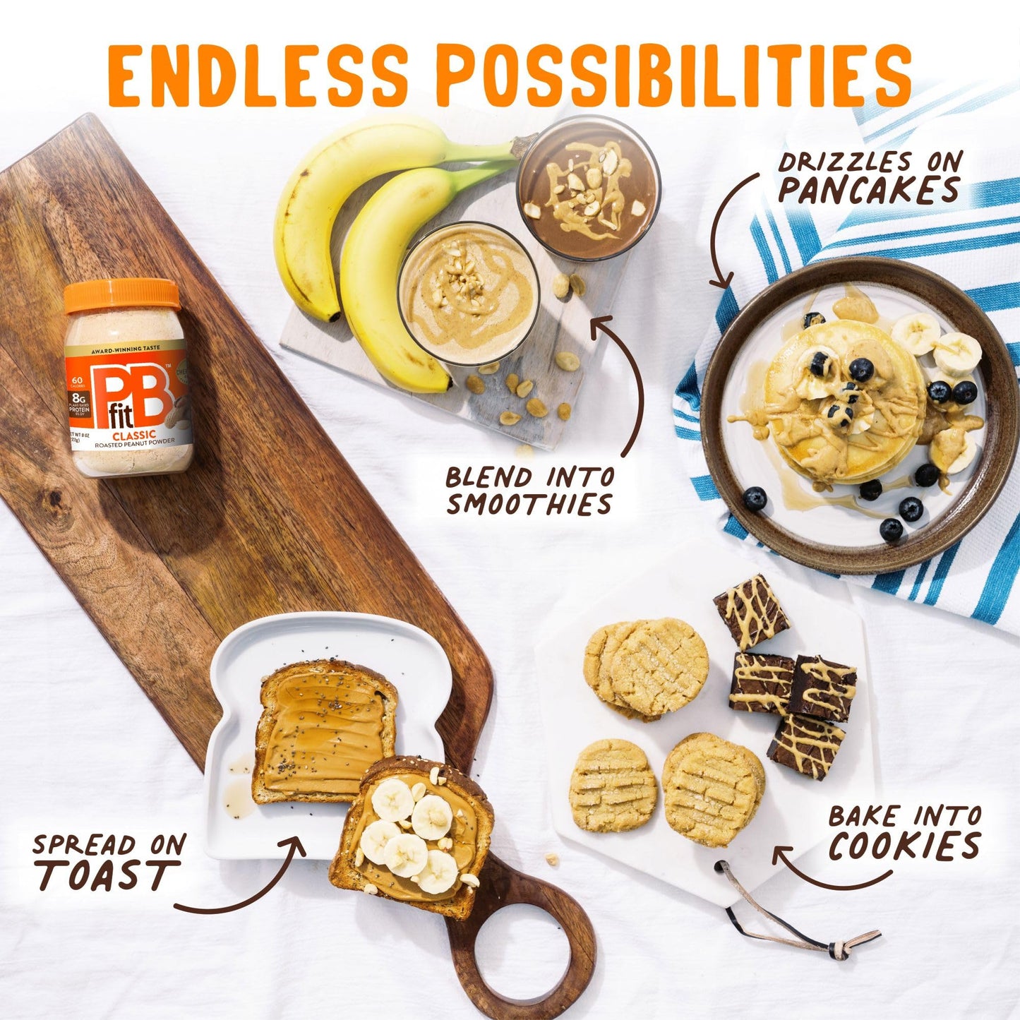 PBfit All-Natural Peanut Butter Powder, Powdered Peanut Spread From Real Roasted Pressed Peanuts, 8g of Protein 8% DV, 8 Ounce