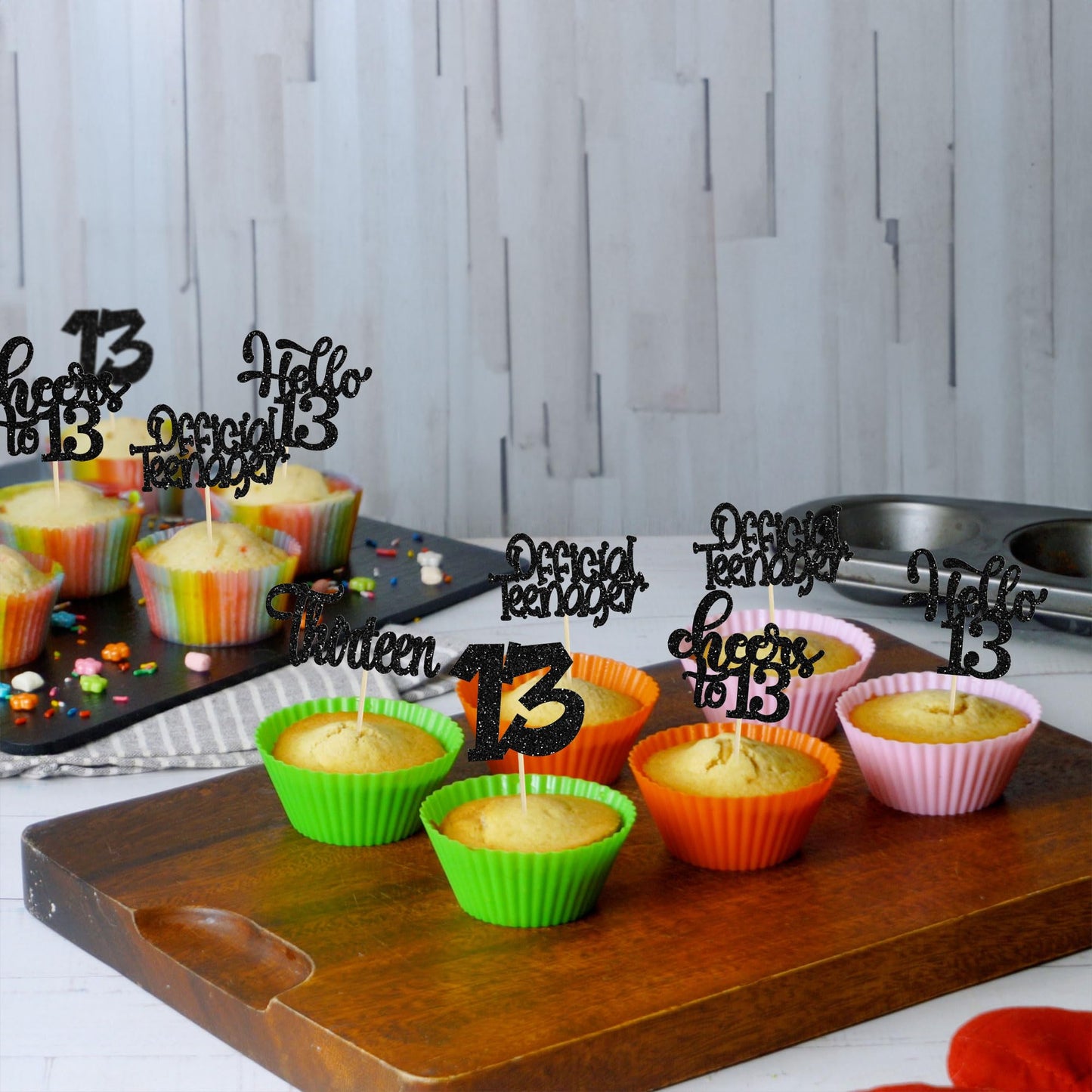 30Pcs 13Th Birthday Cupcake Toppers Hello 13 Cupcake Picks Official Teenager Cheers To 13 Years Old Cake Decorations For 13Th Bi
