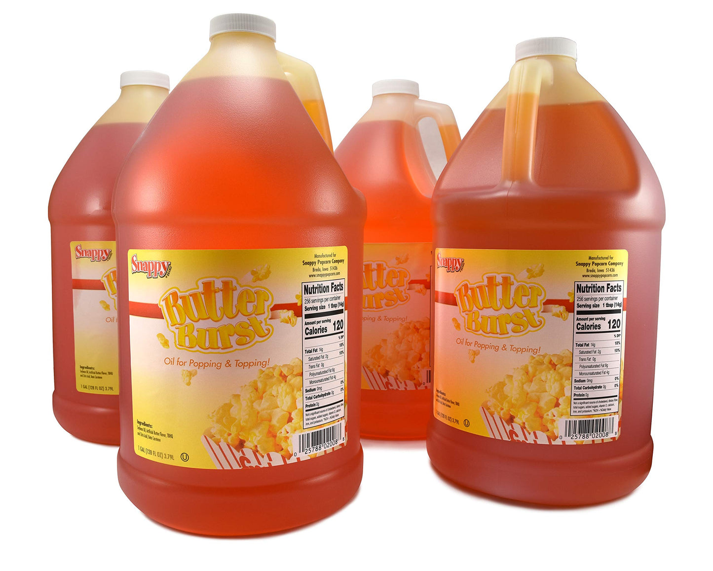 Snappy Butter Burst Popcorn Oil, 1 Gallon, 4 Pack