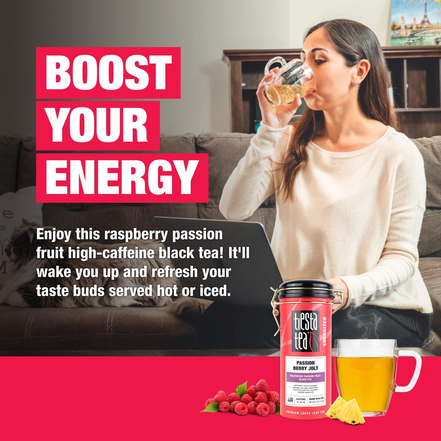 Tiesta Tea - Passion Berry Jolt | Loose Leaf | Raspberry Passion Fruit Black Tea | Premium Caffeinated Blend | Make Hot Or Iced