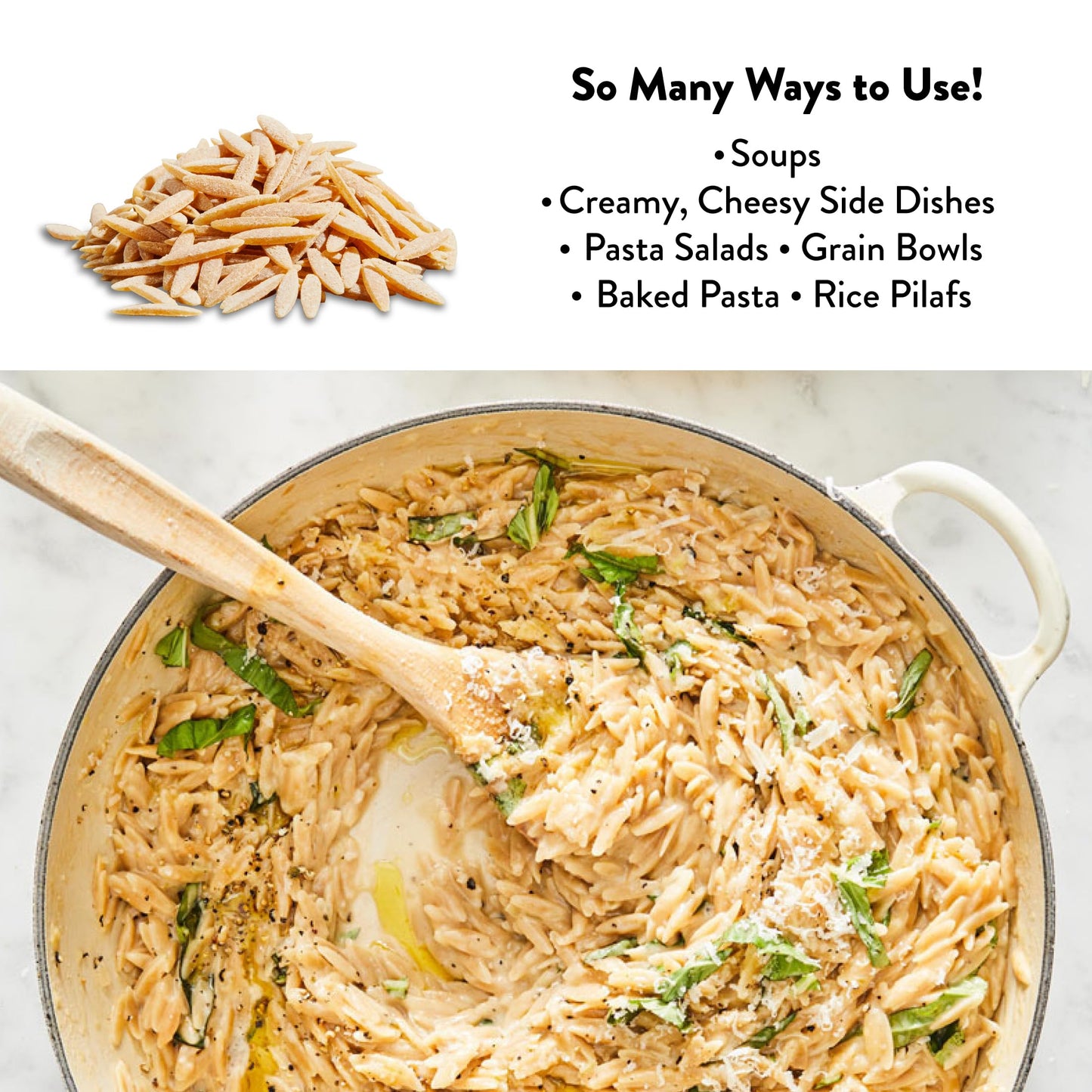 DeLallo Whole Wheat Orzo Pasta  1 Pound Bag  4 Pack  Organic  100% Durum Wheat Flour  Made in Italy  High Protein