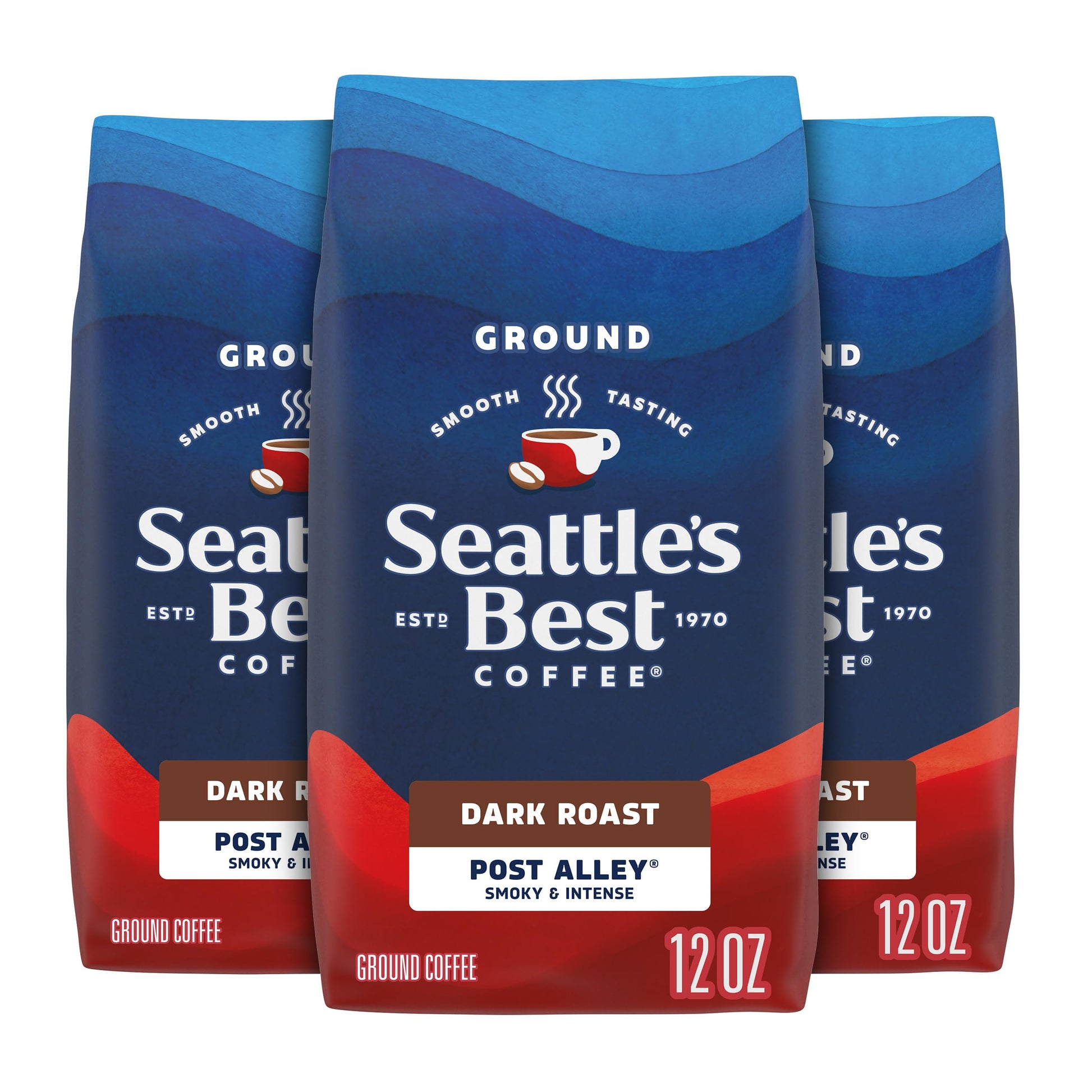 Seattles Best Coffee, Dark Roast Ground Coffee, Post Alley, 100% Arabica, 3 Bags (12 oz Each)