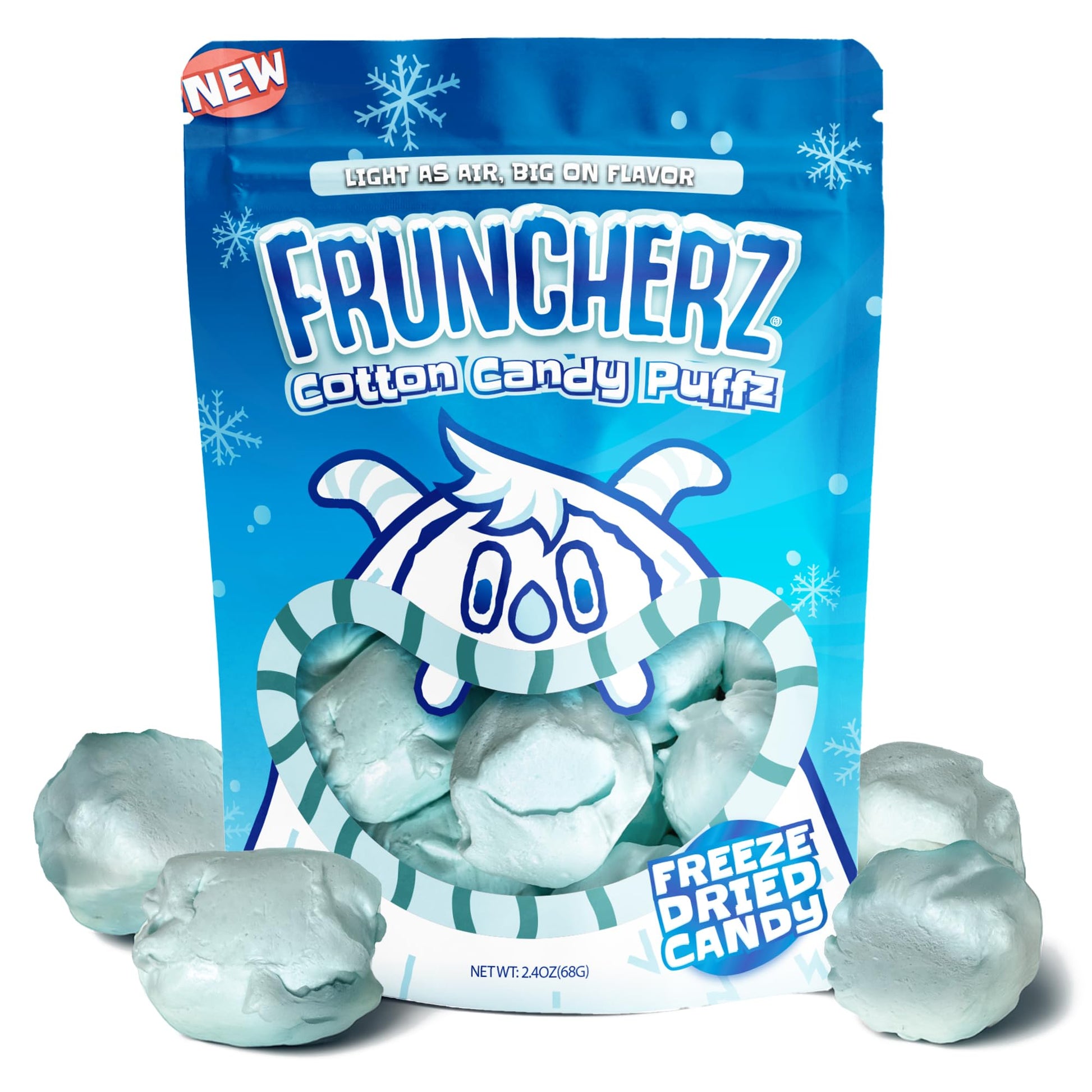 Fruncherz Cotton Candy Puffz - Kosher Freeze-Dried Crunchy Snack, Gluten-Free, Light & Fluffy Treat in Resealable Bag