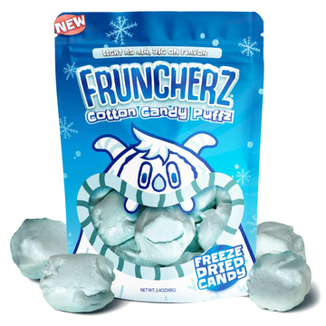 Fruncherz Cotton Candy Puffz - Kosher Freeze-Dried Crunchy Snack, Gluten-Free, Light & Fluffy Treat in Resealable Bag