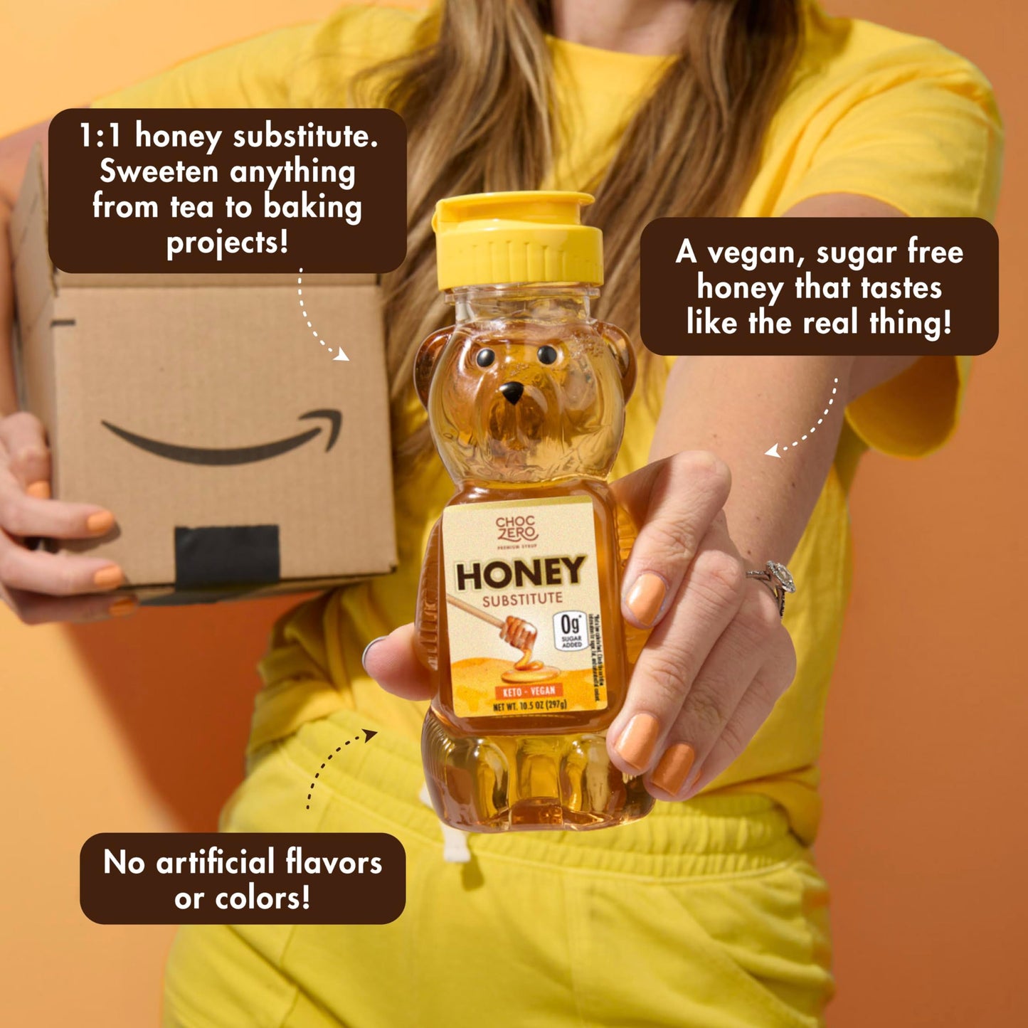 ChocZero Sugar Free Honey, 1:1 Natural Honey Equivalent, Same Sweetness and Consistency as Raw, Keto Friendly, Vegan (1 Jar, 10.