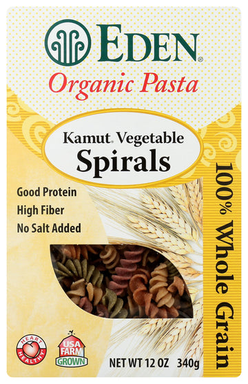Eden Organic Kamut Vegetable Spirals, 12 oz, 100% Whole Grain, Non-GMO,