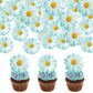 60Pcs Edible Daisy Cupcake Toppers Wafer Paper Flower Cake Topper Decorations Flower Chrysanthemum Party Decorations for Birthda