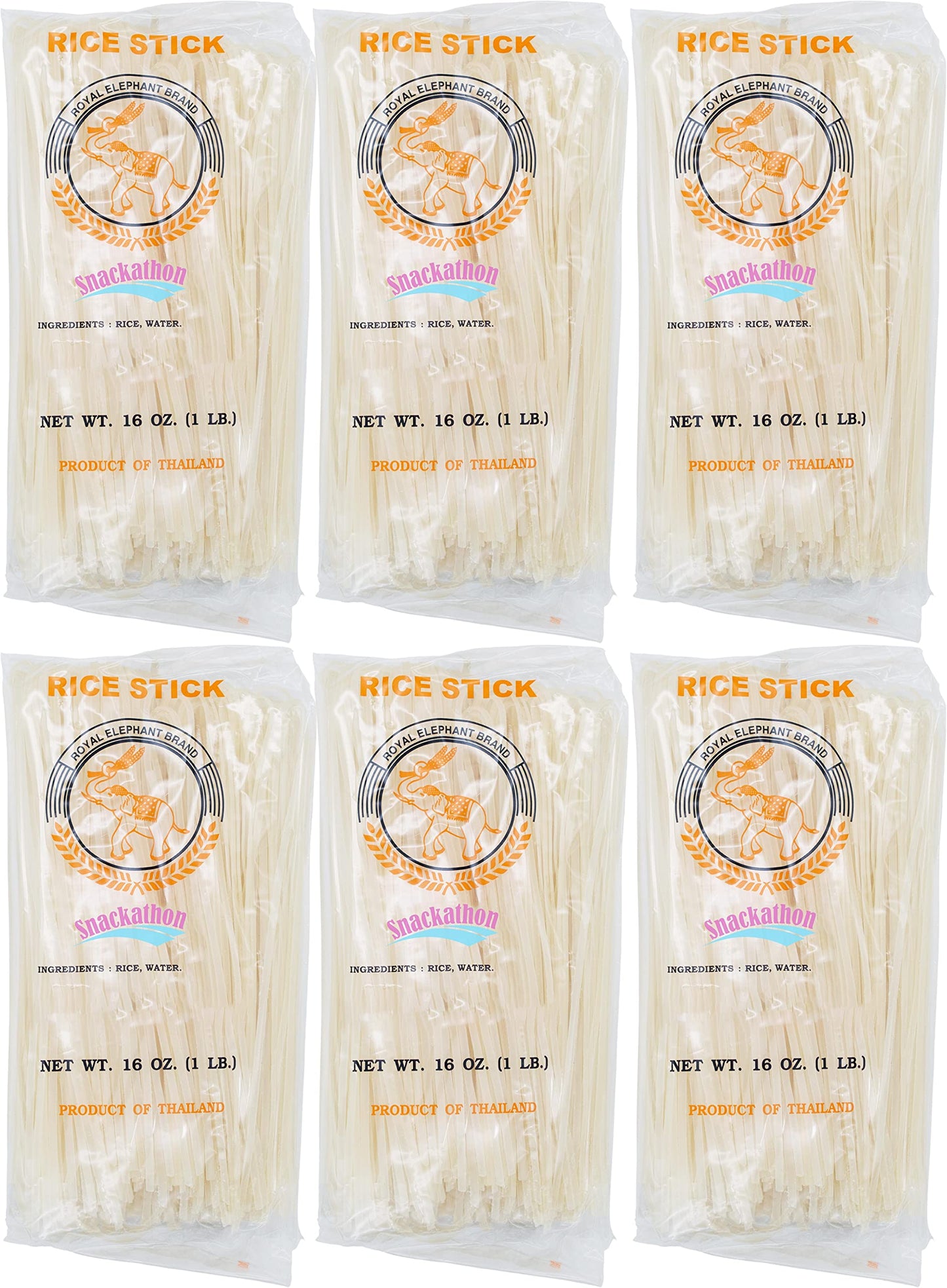 Rice Stick Noodles For Stir Fry  3Mm Width  16 Ounce Each  Pack Of 6