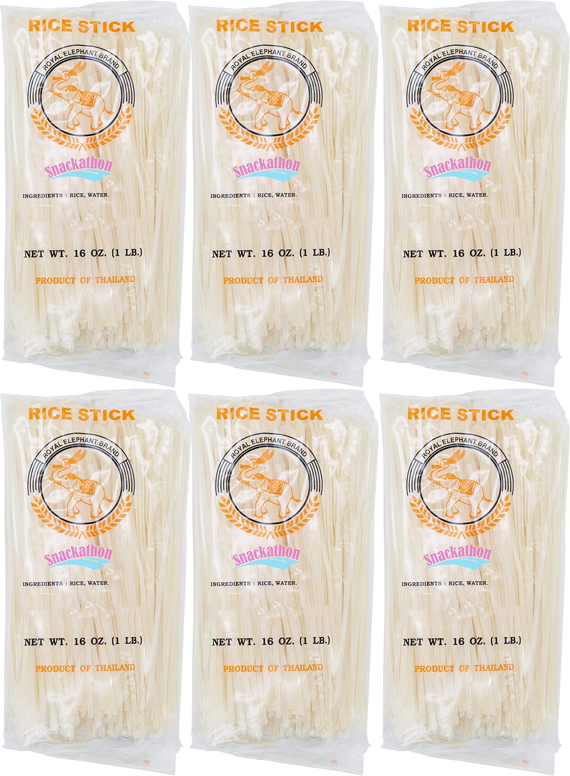 Rice Stick Noodles For Stir Fry  3Mm Width  16 Ounce Each  Pack Of 6