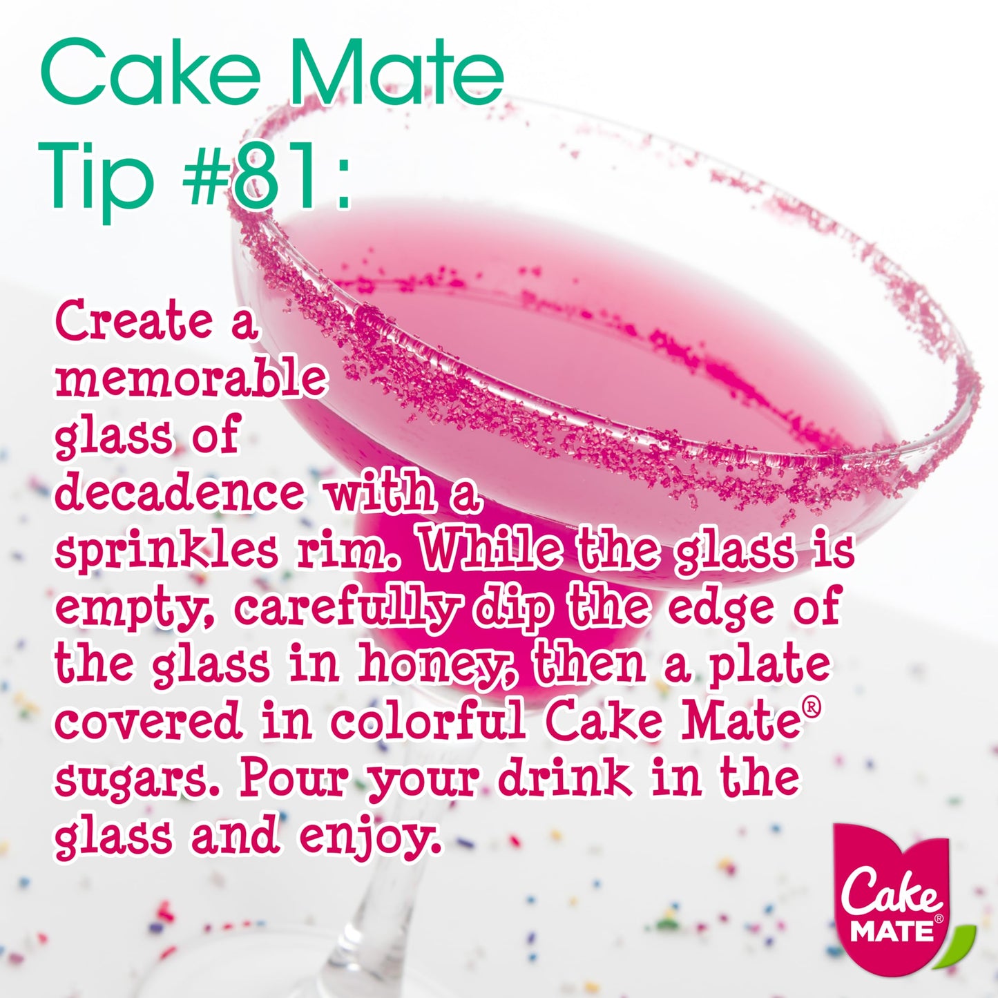 Cake Mate Pink Crystal Sprinkles Decors - Edible Pink Crystal Sugar Sprinkles For Cupcakes, Cakes, Cookies & Desserts - Perfect