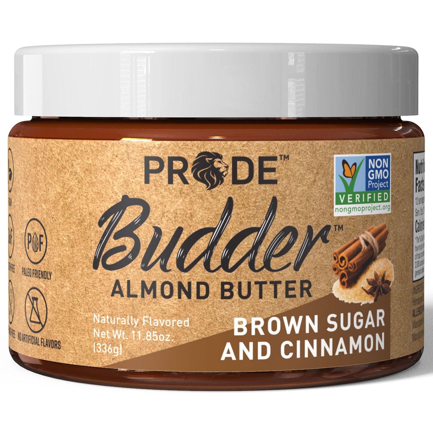 Pride Foods Almond Butter, Gourmet, Paleo, Keto, Gluten-Free, Vegan, 11.85 oz, Brown Sugar Cinnamon