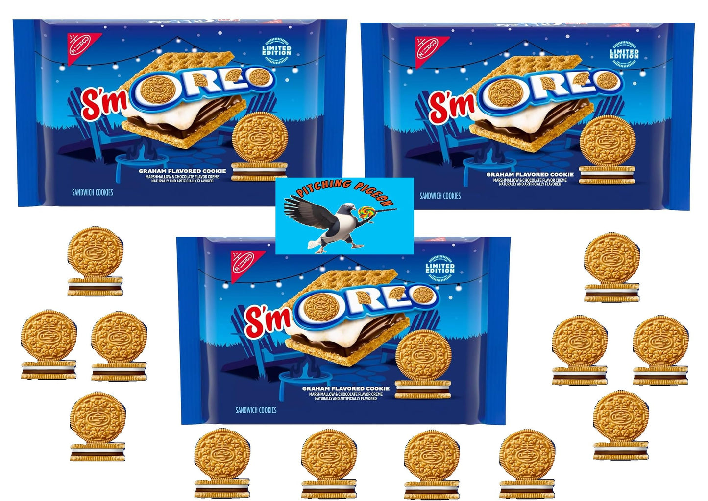 S'mOREO Graham Flavored Smores Oreo Sandwich Cookies 32.04oz Limited Edition - Includes PITCHING PIGEON Brand Magnet