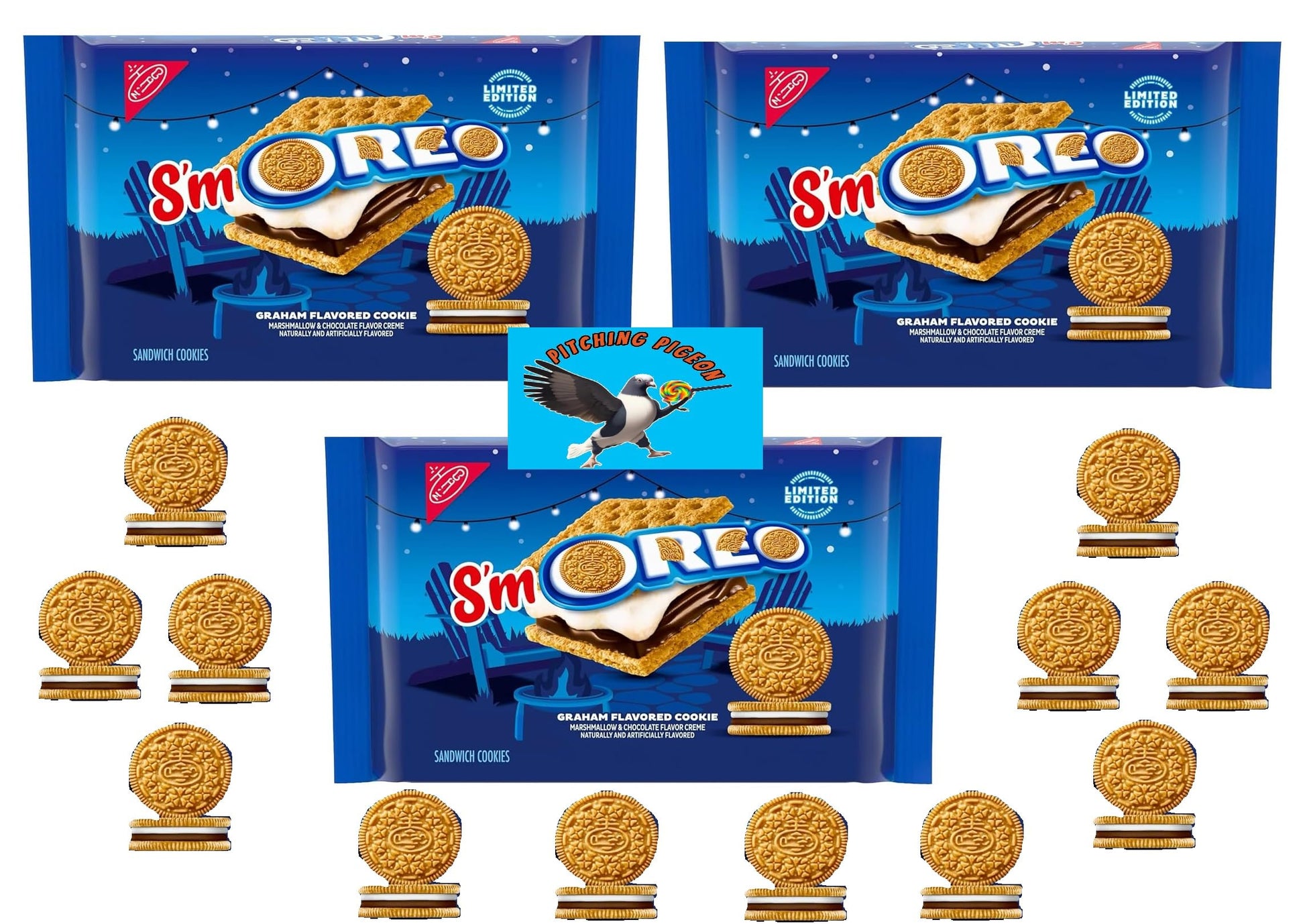 S'mOREO Graham Flavored Smores Oreo Sandwich Cookies 32.04oz Limited Edition - Includes PITCHING PIGEON Brand Magnet