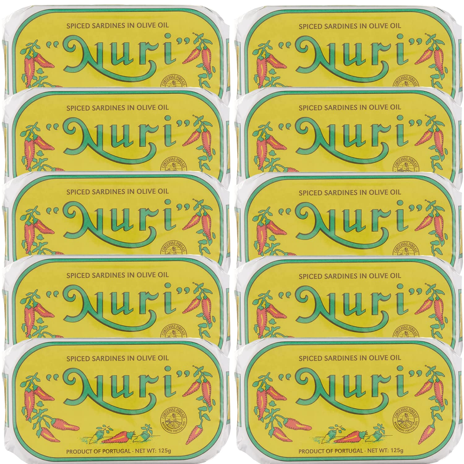 Nuri Portuguese Sardines In Spiced Olive Oil - 10 Pack - (4.4 Oz Cans)
