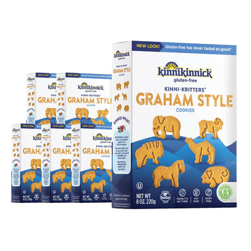 Kinnikinnick - KinniKritters Graham Style Animal Cookies - Gluten Free, Allergy Friendly Vegan Animal Crackers - 8 oz. Box - 6 P
