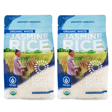 Lotus Foods Organic White Jasmine Rice - Jasmine Rice, Gluten Free White Rice, Organic Rice, Long Grain Asian Sticky Rice, USDA 