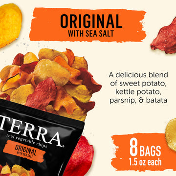 Terra Vegetable Chips, Original with Sea Salt Vegetable Chips, 1.5 oz (Pack of 8)
