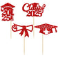 Gyufise 24Pcs 2025 Graduation Cupcake Toppers Red Glitter Class Of 2025 Diploma Congrats Grad Cap Cupcake Picks Decoratiosn For