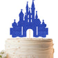 EONNCNT Castle Cake Topper - Royal Blue Glitter Cardboard Birthday Decoration Supplies