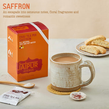 Jaipur Avenue Saffron Chai Tea Mix Crafted With All-Natural Assam Black Tea, Saffron, Cardamom, Cane Sugar, And Premium Dry Milk