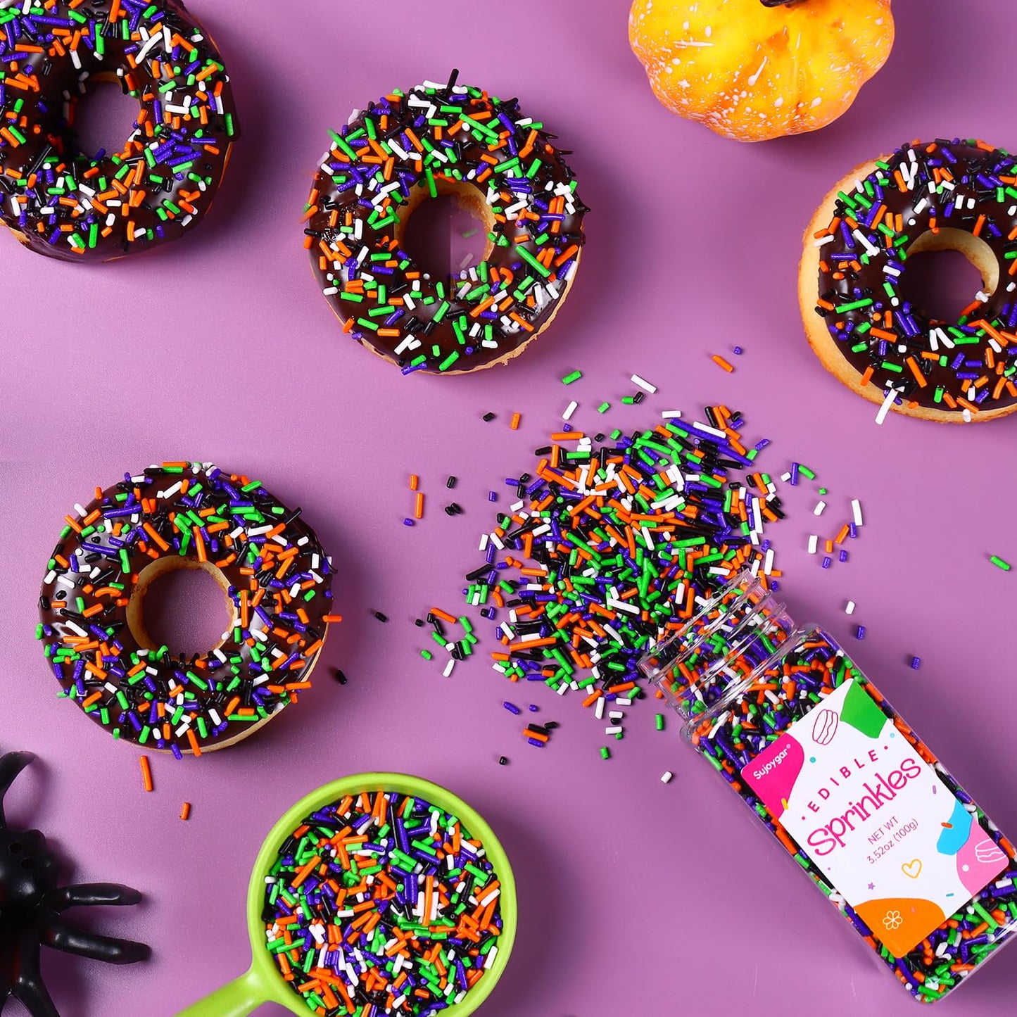 Halloween Sprinkles for Cake Decorating, 3.52oz Edible Halloween Jimmies Sprinkles for Cupcake Toppers Baking Cookie Ice Cream D