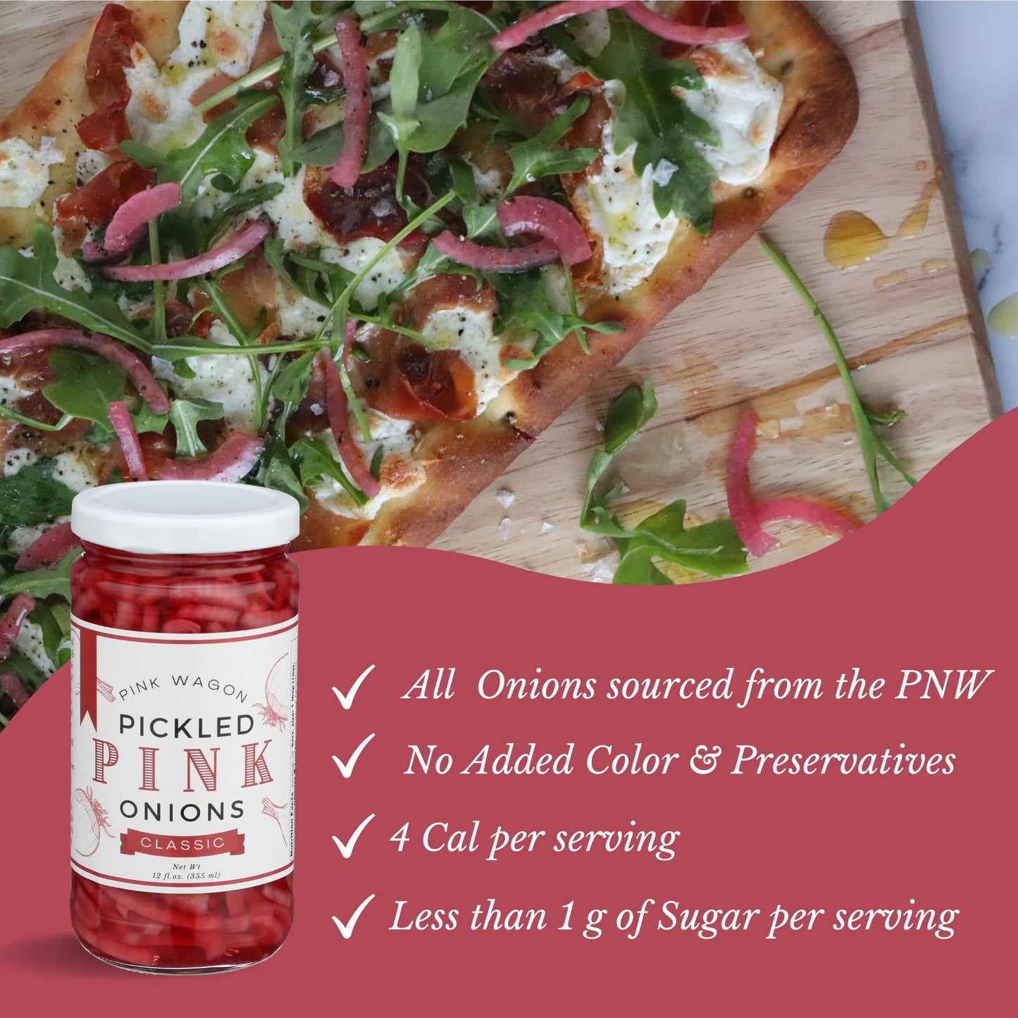 Pickled Pink Onions | Classic | 12 Oz.