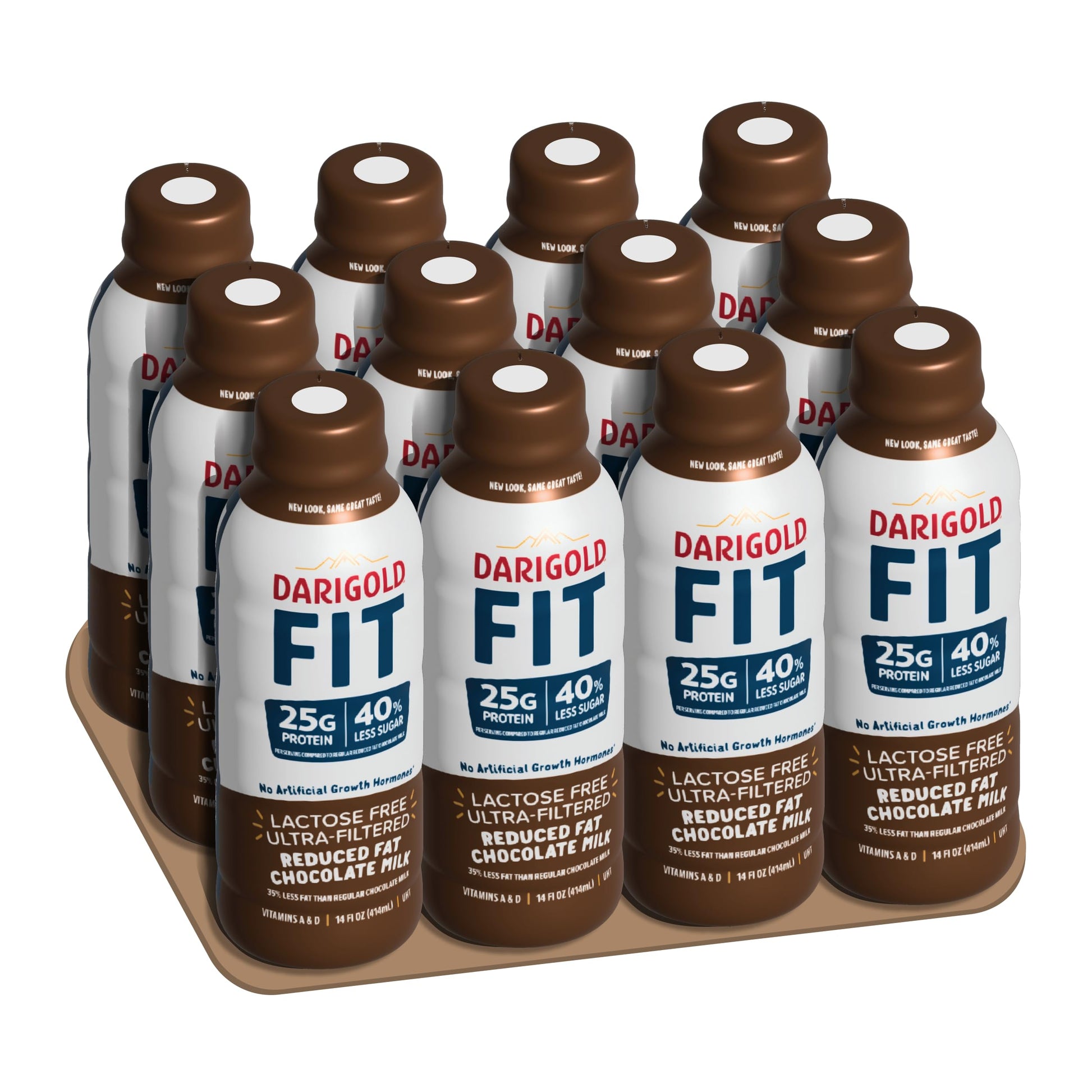 Darigold FIT High Protein Milk 2 Percent - Ultra-Filtered, Low Fat, Lactose Free - 25g Protein, 40% Less Sugar - 14oz Bottles, 1