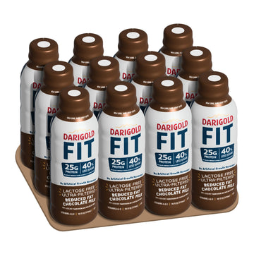 Darigold FIT High Protein Milk 2 Percent - Ultra-Filtered, Low Fat, Lactose Free - 25g Protein, 40% Less Sugar - 14oz Bottles, 1