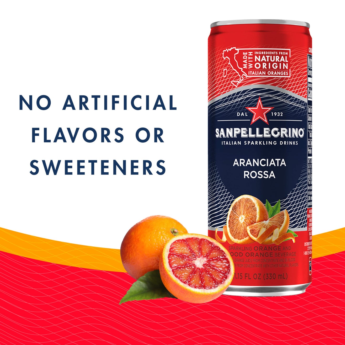 Sanpellegrino Italian Sparkling Drink Aranciata Rossa, Sparkling Orange and Blood Orange Beverage, 11.15 Fl Oz Can