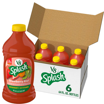 V8 Splash Strawberry Kiwi Juice Beverage, 64 fl oz Bottle, Pack of 6