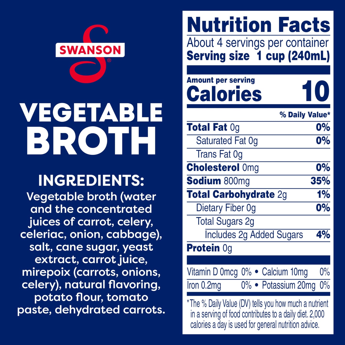 Swanson 100% Natural Vegetable Broth, 32 Oz Carton