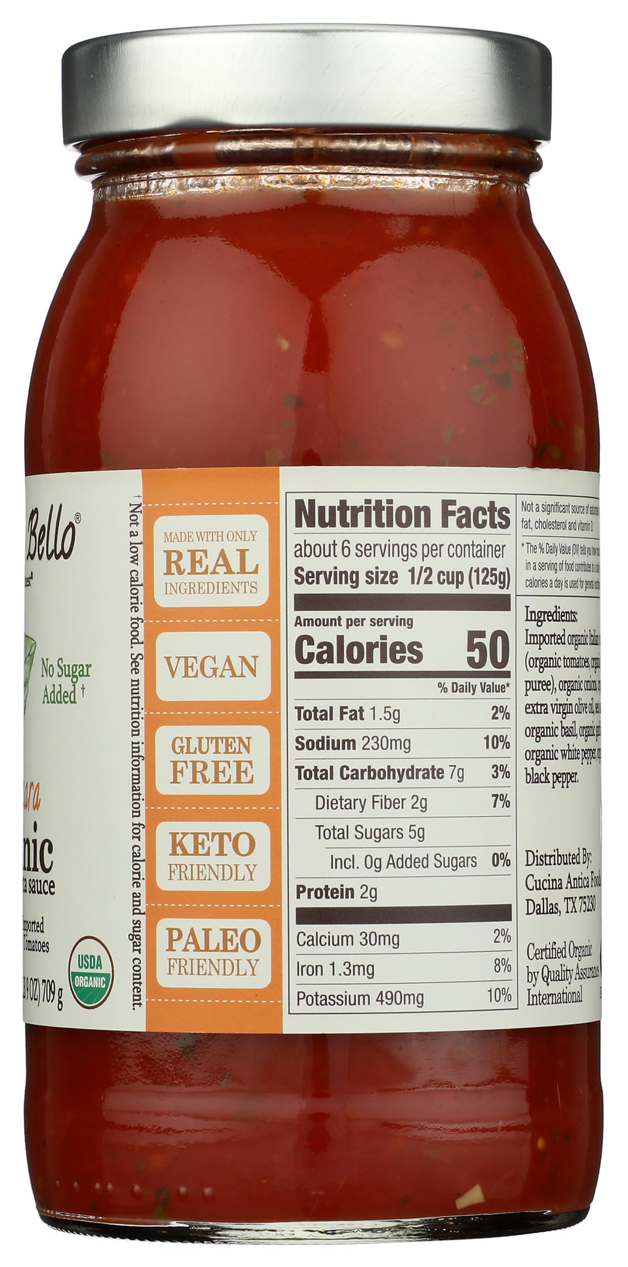 Organico Bello Organic Marinara Pasta Sauce, 25 oz