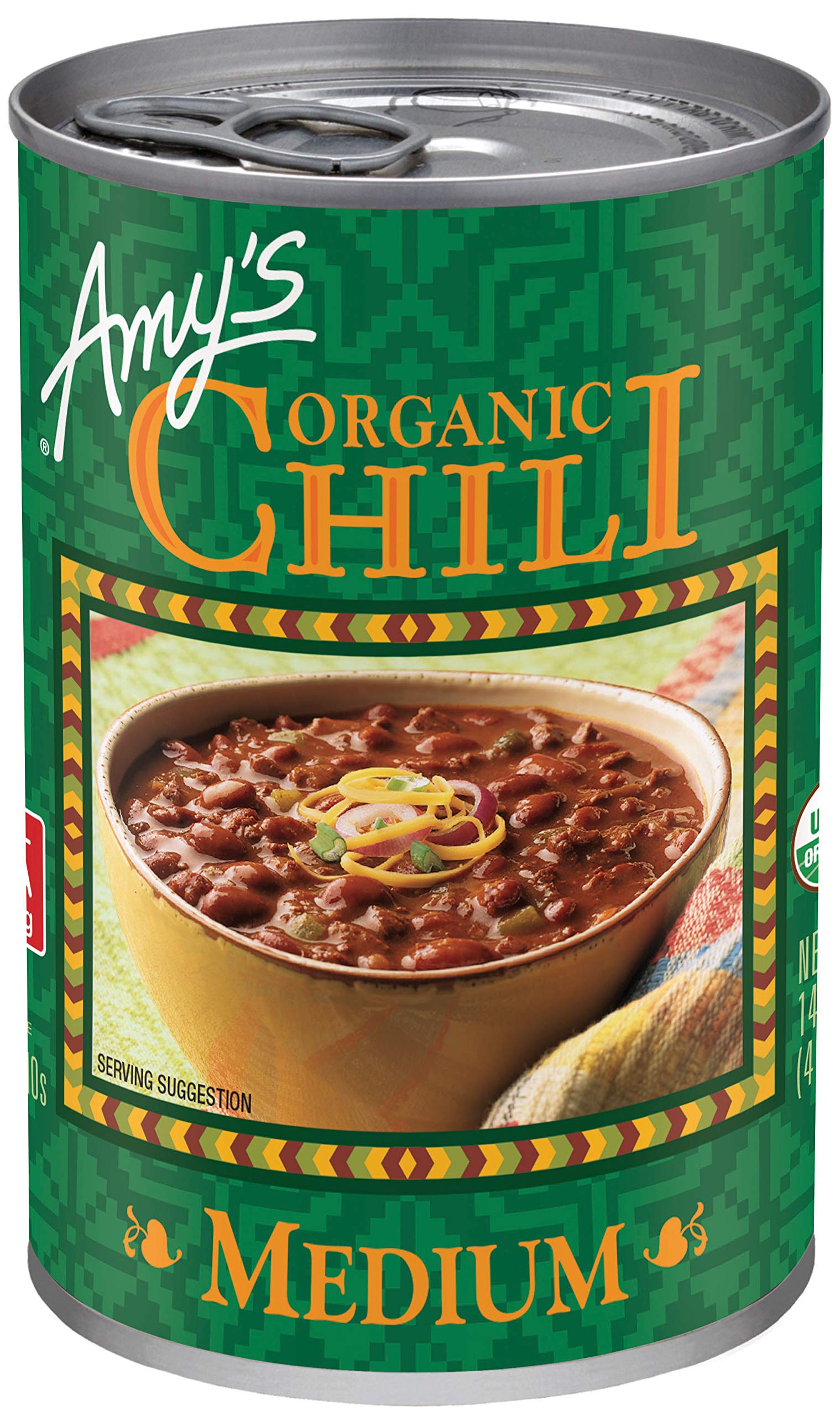 Amys Organic Chili Vegan Medium Light in Sodium 14.7 Oz Brown