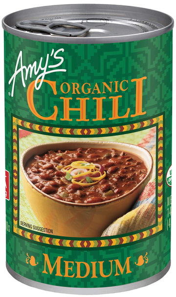 Amys Organic Chili Vegan Medium Light in Sodium 14.7 Oz Brown