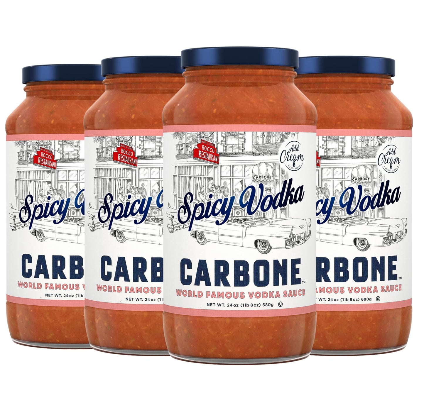 Carbone Spicy Vodka Pasta Sauce | Vegetarian, Gluten Free, Low Carb | 24 Fl Oz (Pack of 4)