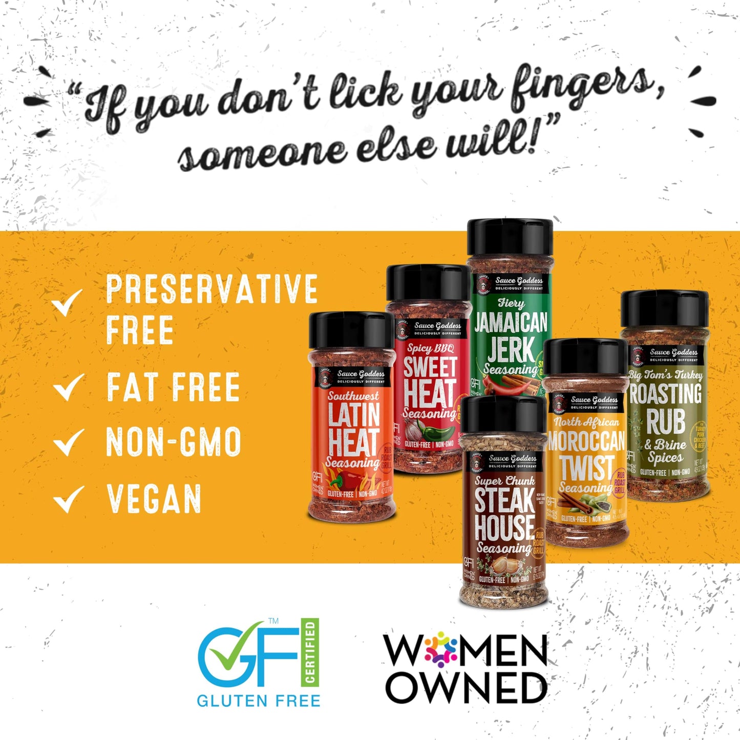 Sauce Goddess Spice 6 Pack Sampler - Seasonings And Spices For Cooking Gift Set. No Additives, Non Gmo & No Flavorings. Certifie