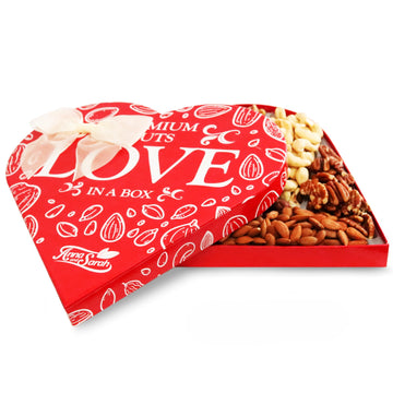 Anna and Sarah Premium Mixed Nuts Large Size Heart Shaped Gift Basket, Walnut-Almond-Cashew-Oregon Hazelnut-Apricot Seed-Pecan F