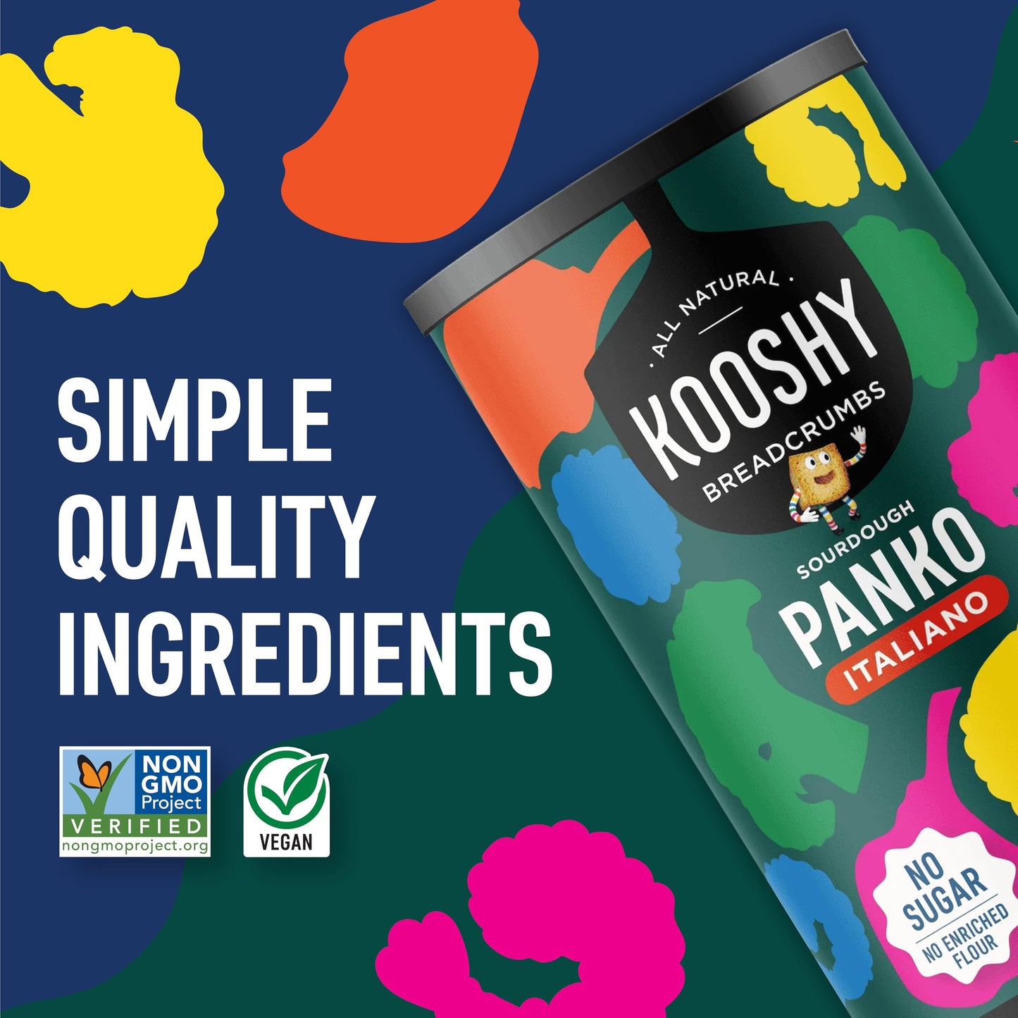 Kooshy Panko Italian Style Breadcrumbs | Vegan, Dairy Free, Non Gmo Sourdough Bread Crumbs For Meatballs, Meat Cutlets, Vegetables, Meatloaf, Mac & Cheese (Italiano | 7.5 Oz / 2 Pack)