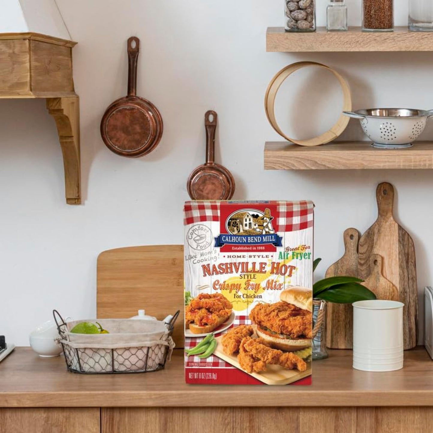 Calhoun Bend Mill Nashville Hot Style Crispy Fry Mix | Spicy Southern Seasoning For Perfect Hot Chicken Tenders And Sandwiches | Fiery Flavor | Ideal For Air Fryer Or Deep Fryer - 8 Oz (Pack Of 1)