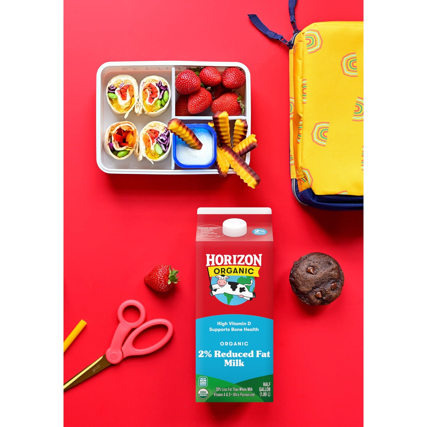 Horizon Organic High Vitamin D 2 Percent Milk, Creamy High Vitamin D Reduced Fat Milk, 64 fl oz Half Gallon Carton