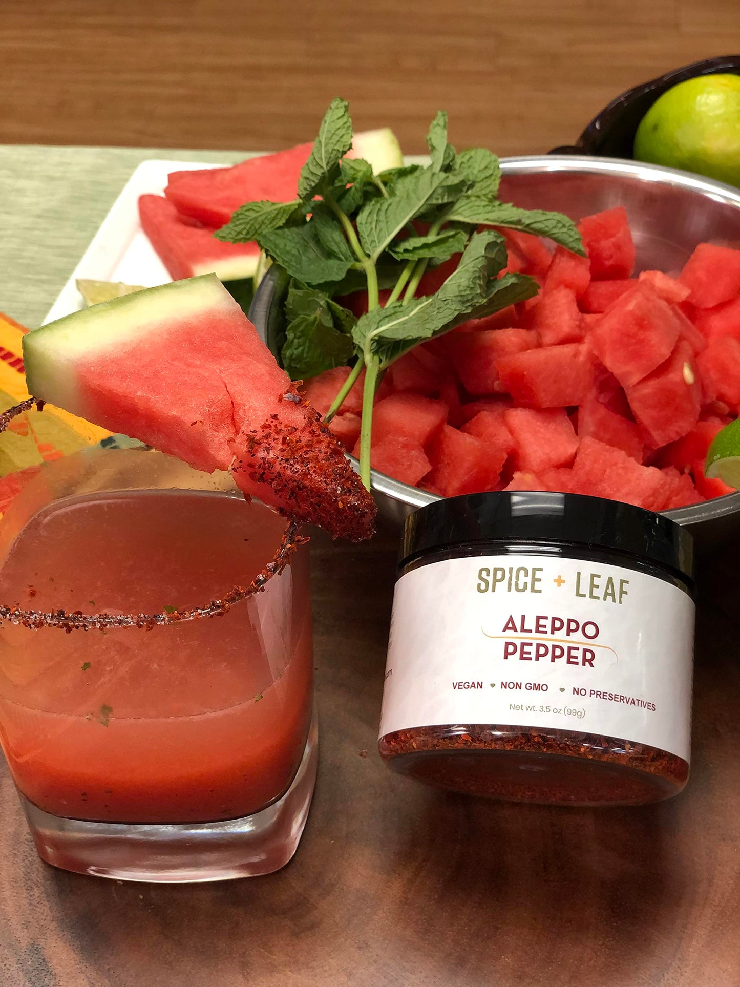 Premium Aleppo Pepper By Spice + Leaf - Vegan Kosher Preservative Free Red Middle Eastern Mild Pepper Flakes, 3.5 Oz