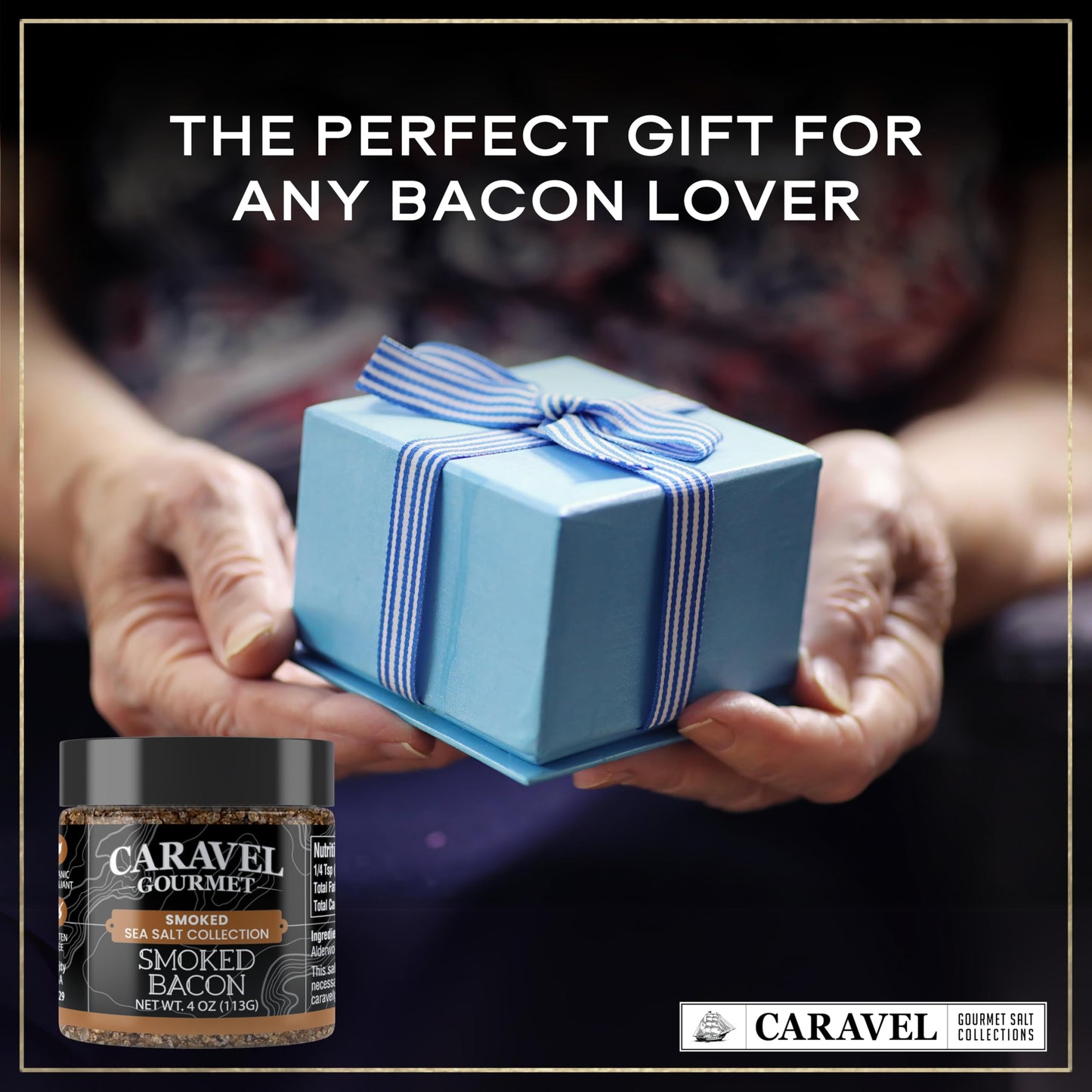 Caravel Gourmet Smoked Bacon Sea Salt 3-Pack, All-Natural, Non-GMO, 12 oz Total