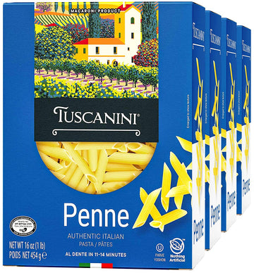 Tuscanini Authentic Italian Penne Pasta 16Oz (4 Pack) Made With Top-Grade Duflavor Blend Wheat  Done In 11-14 Minutes