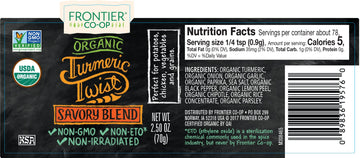 Frontier Organic Turmeric Twist | Savory Blend | Certified Organic | 2.5 Oz.