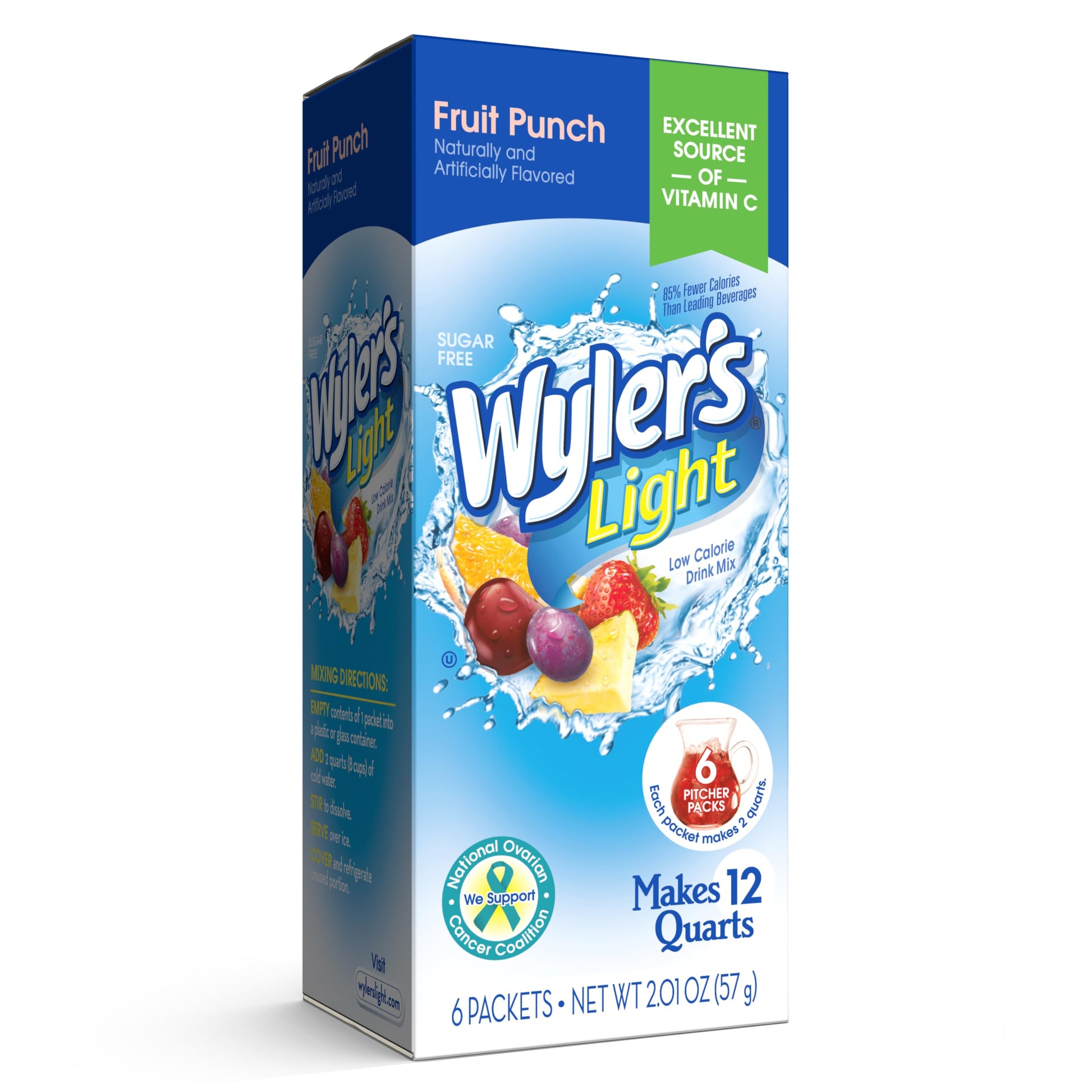 Wylers Light Pitcher Packs, Water Drink Mix, Fruit Punch,6 Pitcher Packets