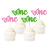 Ercadio 24 Pack Butterfly Cupcake Toppers - Glitter Butterfly 1st Cupcake Picks Assembled Decors for Baby Shower & Kids Birthday