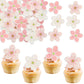 Ephlyn Edible Cherry Blossom Cake Decoration 54Pcs Wafer Paper Flowers 1.8x1.8 inches Pink White